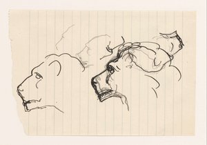 Studieark med løvehoveder af Leo Gestel