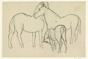 To heste og et føl af Leo Gestel
