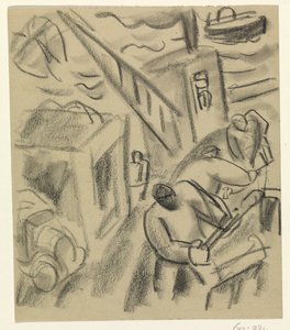 Fisker på en fiskerbåd af Leo Gestel