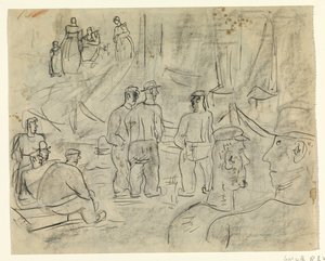 Fiskere i en havn af Leo Gestel