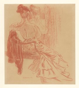 Siddende dame foran spejlet af Leo Gestel