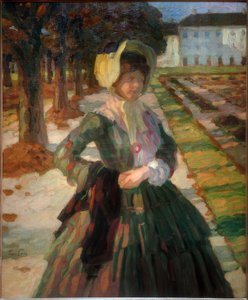 Ung kvinde i grøn kjole af Leo Putz