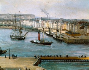 Udsigt over havnen i Dieppe Maleri af Leon Auguste Asselineau (1808-1889) Omkring 1860 Musee de Dieppe (Seine maritime)