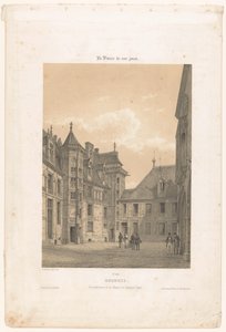 Udsigt over gården til Palais Jacques-Coeur i Bourges Bourges. Vue interior de la maison de Jacques Coeur (titel på objektet) Contemporary France (serietitel) La France de nos jours (serietitel på objekt) af Leon Auguste Asselineau