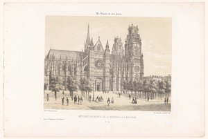 Udsigt over Orleans-katedralen (nordsiden) Côté septentrional de la cathédrale à Orléans (titel på objektet) Contemporary France (serietitel) La France de nos jours (serietitel på objekt) af Leon Auguste Asselineau