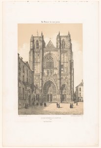 Udsigt over katedralen St. Peter og St. Paul i Nantes La cathédrale à Nantes (titel på objekt) Contemporary France (serietitel) La France de nos jours (serietitel på objekt) af Leon Auguste Asselineau