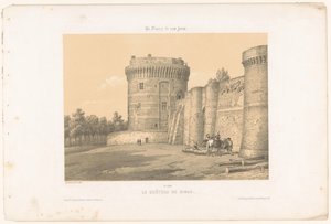 Udsigt over et af tårnene på slottet Dinan Le château de Dinan (titel på objekt) Contemporary France (serietitel) La France de nos jours (serietitel på objekt) af Leon Auguste Asselineau