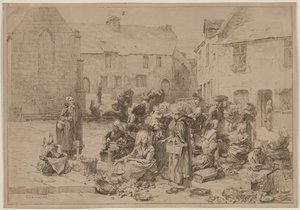 Æblemarkedet i Landerneau af Leon Augustin Lhermitte