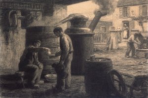 Destilleriet; The Tasters of Eau-de-Vie-de-Marc eller The Still, c.1872 af Leon Augustin Lhermitte