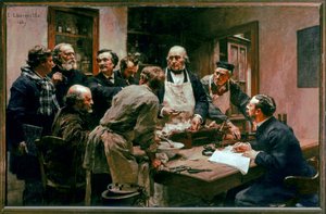 Une Lecon De Claude Bernard (olie på lærred) af Leon Augustin Lhermitte