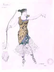 Anna Pavlova klædte sig ud som Diana af Leon Bakst