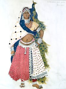 Bayadere med påfugl, balletkostumedesign, 1911 af Leon Bakst