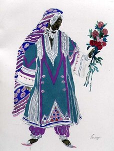 Kostumedesign (akvarel på papir) af Leon Bakst