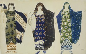 Kostumedesign til Oedipus at Colonus af Sophocles, 1904 (wc på papir) af Leon Bakst