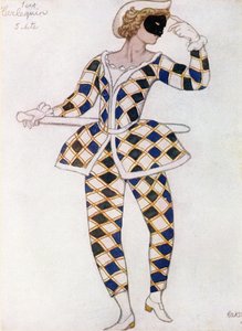 Kostumedesign til Harlequin, fra Tornerose, 1921 af Leon Bakst