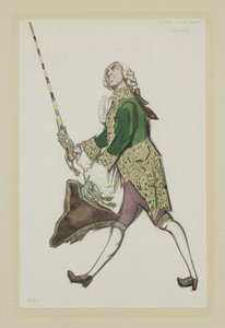 Kostumedesign til Rinaldo i balletten The Good-humoured Ladies af Scarlatti, 1917 af Leon Bakst