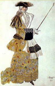 Kostumedesign til The Baroness Hunting, fra Sleeping Beauty af Leon Bakst