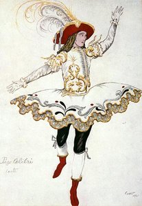 Kostumedesign til The Pageboy of the Fairy Humming Bird, fra Sleeping Beauty af Leon Bakst