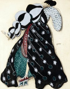 Kostumedesign til balletten ""La Legende de Joseph"" af R. Strauss - Bakst, Leon (1866-1924) - 1914 - Akvarel, Gouache på papir - 33x28 - Privat samling af Leon Bakst