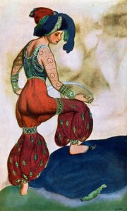 Kostumedesign til den røde sultan, fra Sheherazad (farve litho) af Leon Bakst