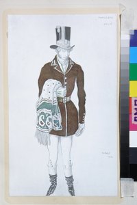Kostume til balletten Les Papillons af Robert Schumann - Værk af Leon Bakst (1866-1924), litografi 1912 - (Kostumedesign til balletten Les Papillons af Robert Schumann, af Leon Bakst, Farvelitografi af Leon Bakst