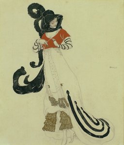 Fancy kjole kostumedesign, ca. 1914 af Leon Bakst