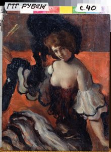 På en restaurant, dame i sort af Leon Bakst