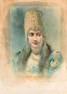 Portræt af en pige iført en Kokoshnik af Leon Bakst
