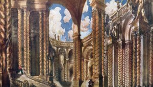 Landskabsdesign til trolovelsen, fra Tornerose, 1921 af Leon Bakst