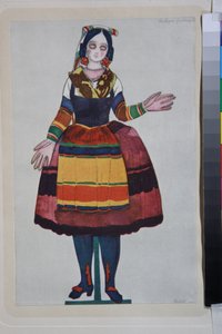 den italienske dukke, kostume til balletten "La Boutique Fantasque" instrueret af Gioachino Rossini af Leon Bakst