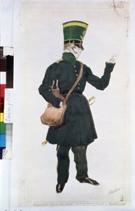 postbudskostumet til balletten "La fee des poupees" instrueret af Joseph Bayer (1852-1913) af Leon Bakst