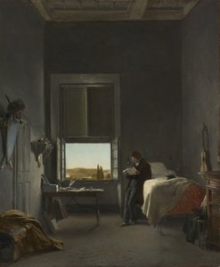Kunstneren på sit værelse i Villa Medici, Rom af Léon Cogniet