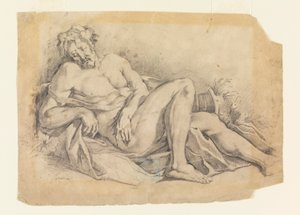 Tegning, Den sovende Bacchus (efter Poussin), 1886-92 af Leon Dabo
