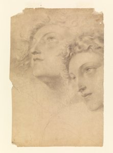 Tegning, To kvindehoveder, 1886-92 af Leon Dabo
