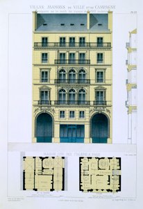 Italianernes byhus i Paris, fra "Town and Country Houses Based on the Modern Houses of Paris", ca. 1864 af Leon Isabey