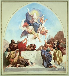 Studie til The Assumption of the Virgin (blyant og akvarel på papir) af Leon Joseph Florentin Bonnat