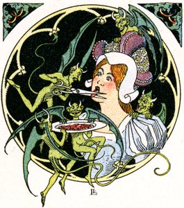 Djævle mejsler en kvindes tunge ud af Leon Lebegue