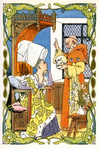 Frere Jean Turelure til stede ved Dame Violante une tete de mort af Leon Lebegue