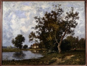 Landskab a la Mare-maleri af Leon Richet (1847-1907) Privatsamling fra det 20. århundrede