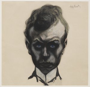 Selvportræt, ca. 1903 (pensel & sort blæk og pastel på cremevævet papir) af Leon Spilliaert