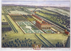 Hamstead Marshall i grevskabet Berkshire, graveret af Johannes Kip (ca. 1652-1722)