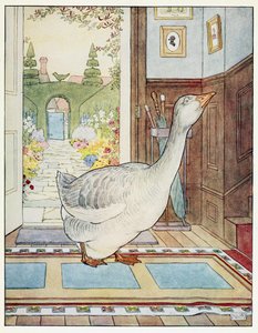 Goosey, Goosey Gander, Where Shall I Wander?, fra A Nursery Rhyme Picture Book, pub. 1914 (farve litho) af Leonard Leslie Brooke