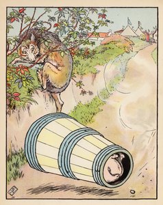 Illustration til De tre små grise (farvelitografi) af Leonard Leslie Brooke