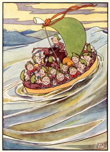 The Jumblies (farve litho) af Leonard Leslie Brooke
