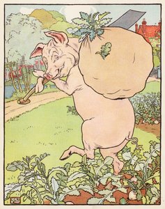 De tre små grise (farvelitografi) af Leonard Leslie Brooke