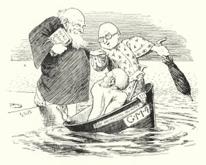 Tre vise mænd fra Gotham, gik til havet i en skål (gravering) af Leonard Leslie Brooke