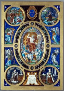 Altertavle af det hellige kapel: opstandelsen. Malet emalje af Leonard Limosin (1505-1577)