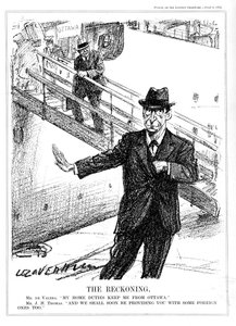 Eamon De Valera afslog muligheden for at deltage i Ottawa-konferencen, 1932 af Leonard Raven Hill