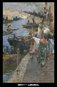 Brand i Chioggia, 1905 af Leonardo Bazzaro