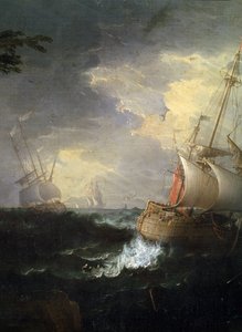 ""tempete en mer"" (stormfuldt hav) Detalje. Peinture de Leonardo Coccorante (1680-1750) 18eme siecle Musee des Beaux Arts de Mikalojus Konstantinas Ciurlionis, Kaunas, Litauen